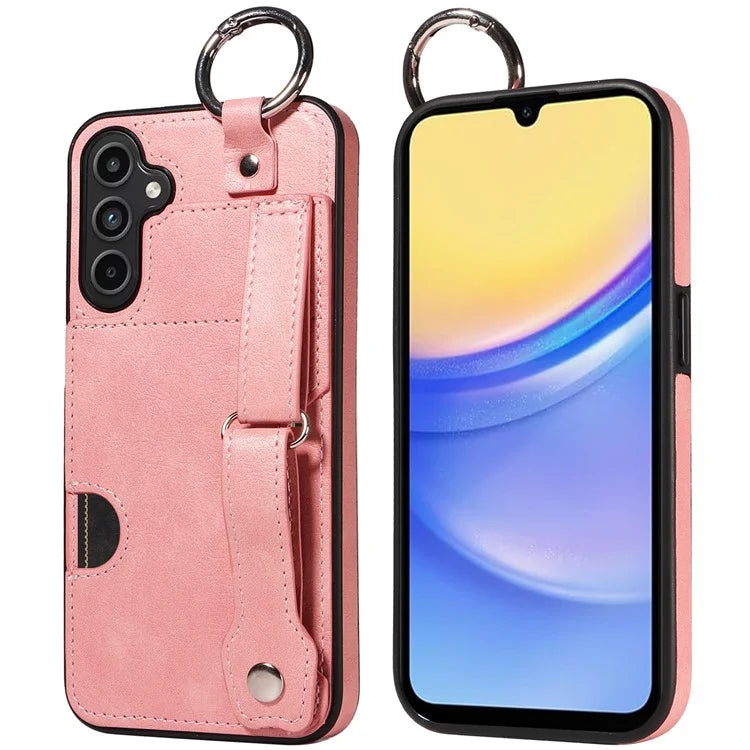 008 For Samsung Galaxy A15 4G Case Kickstand Leather Coated TPU Phone Cover with Card Slot