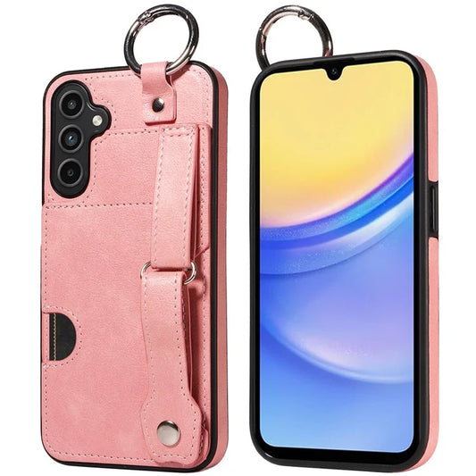 008 For Samsung Galaxy A15 4G Case Kickstand Leather Coated TPU Phone Cover with Card Slot