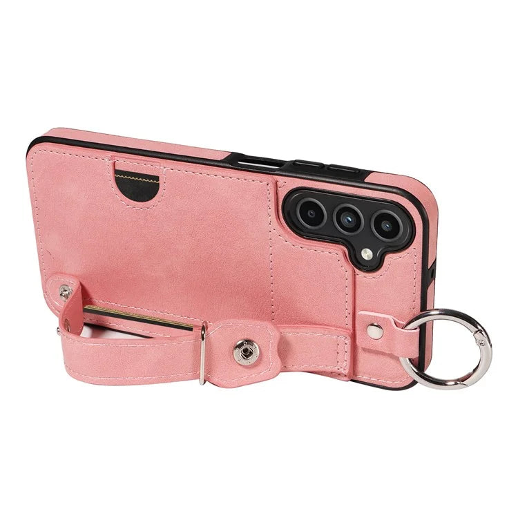 008 For Samsung Galaxy A15 4G Case Kickstand Leather Coated TPU Phone Cover with Card Slot