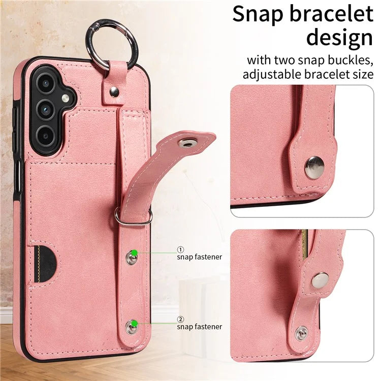 008 For Samsung Galaxy A15 4G Case Kickstand Leather Coated TPU Phone Cover with Card Slot