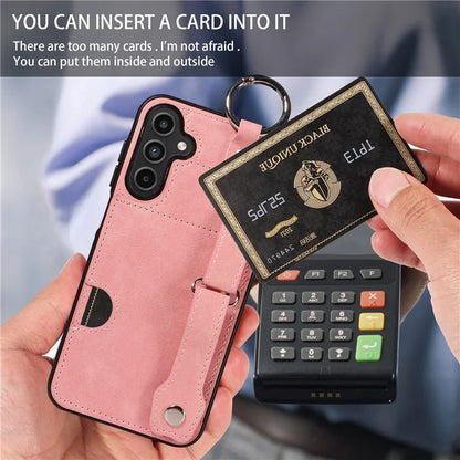 008 For Samsung Galaxy A15 4G Case Kickstand Leather Coated TPU Phone Cover with Card Slot