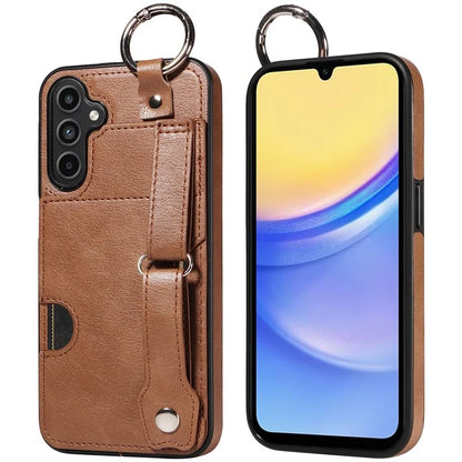 008 For Samsung Galaxy A15 4G Case Kickstand Leather Coated TPU Phone Cover with Card Slot