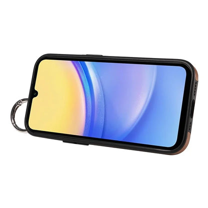 008 For Samsung Galaxy A15 4G Case Kickstand Leather Coated TPU Phone Cover with Card Slot