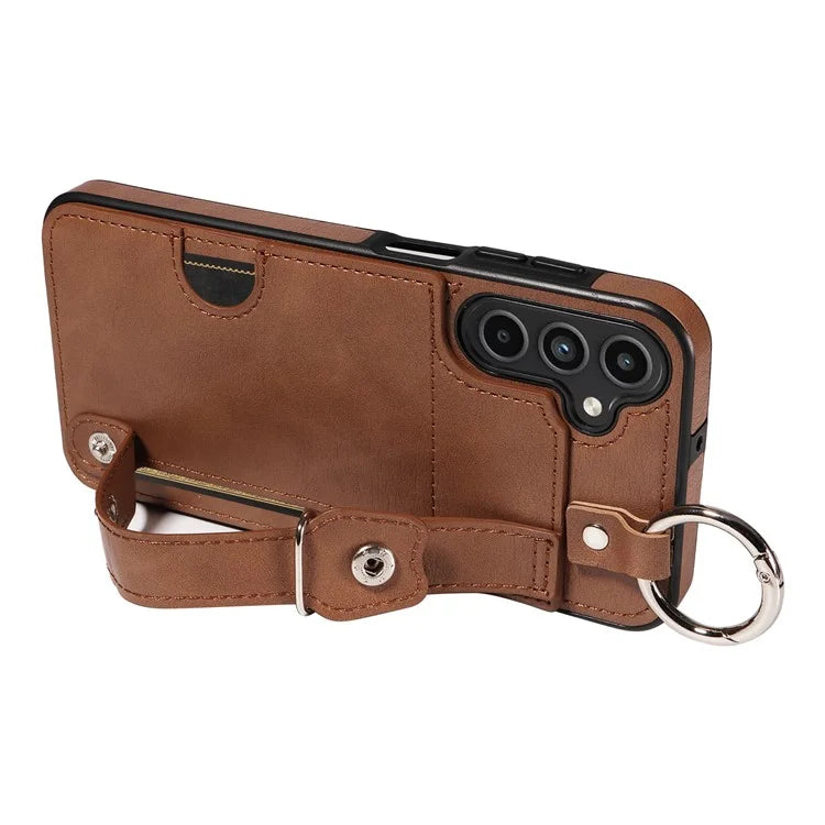 008 For Samsung Galaxy A15 4G Case Kickstand Leather Coated TPU Phone Cover with Card Slot