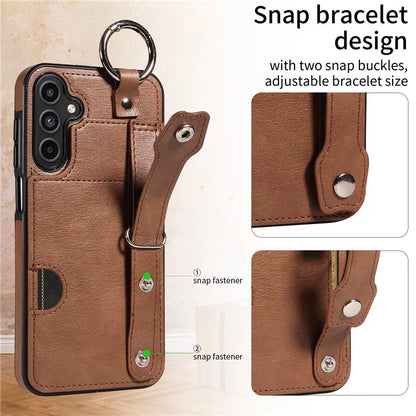 008 For Samsung Galaxy A15 4G Case Kickstand Leather Coated TPU Phone Cover with Card Slot