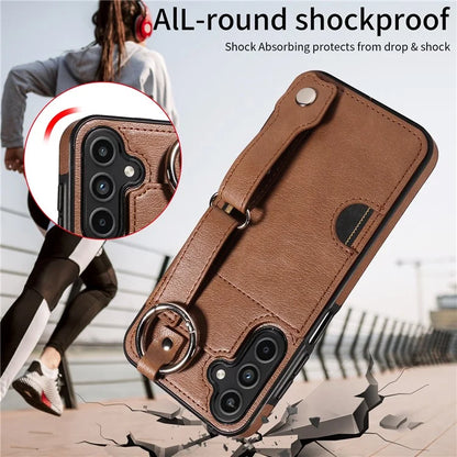 008 For Samsung Galaxy A15 4G Case Kickstand Leather Coated TPU Phone Cover with Card Slot