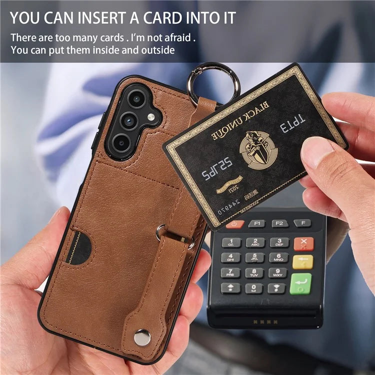 008 For Samsung Galaxy A15 4G Case Kickstand Leather Coated TPU Phone Cover with Card Slot