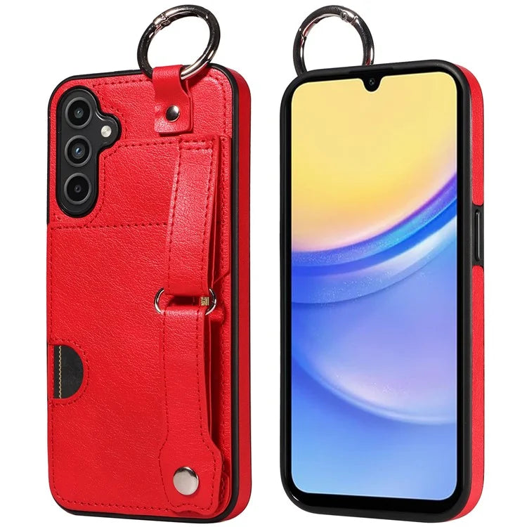 008 For Samsung Galaxy A15 4G Case Kickstand Leather Coated TPU Phone Cover with Card Slot