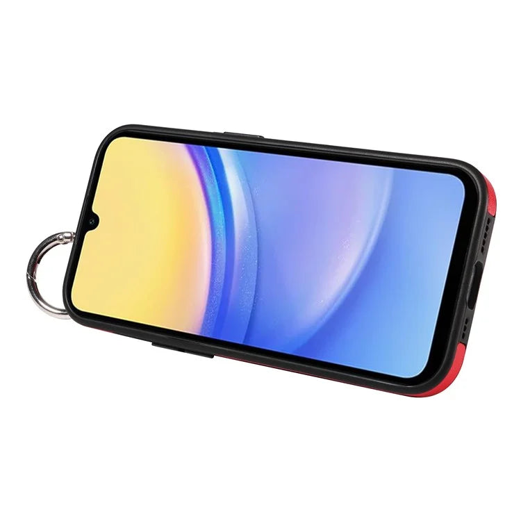 008 For Samsung Galaxy A15 4G Case Kickstand Leather Coated TPU Phone Cover with Card Slot
