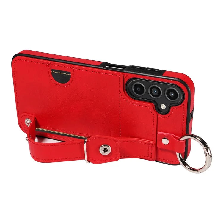 008 For Samsung Galaxy A15 4G Case Kickstand Leather Coated TPU Phone Cover with Card Slot