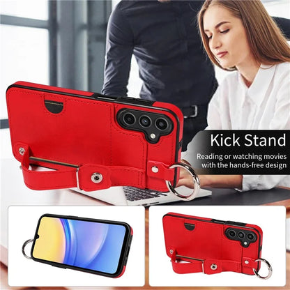 008 For Samsung Galaxy A15 4G Case Kickstand Leather Coated TPU Phone Cover with Card Slot