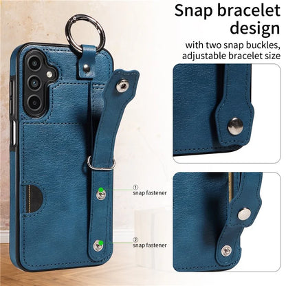 008 For Samsung Galaxy A15 4G Case Kickstand Leather Coated TPU Phone Cover with Card Slot