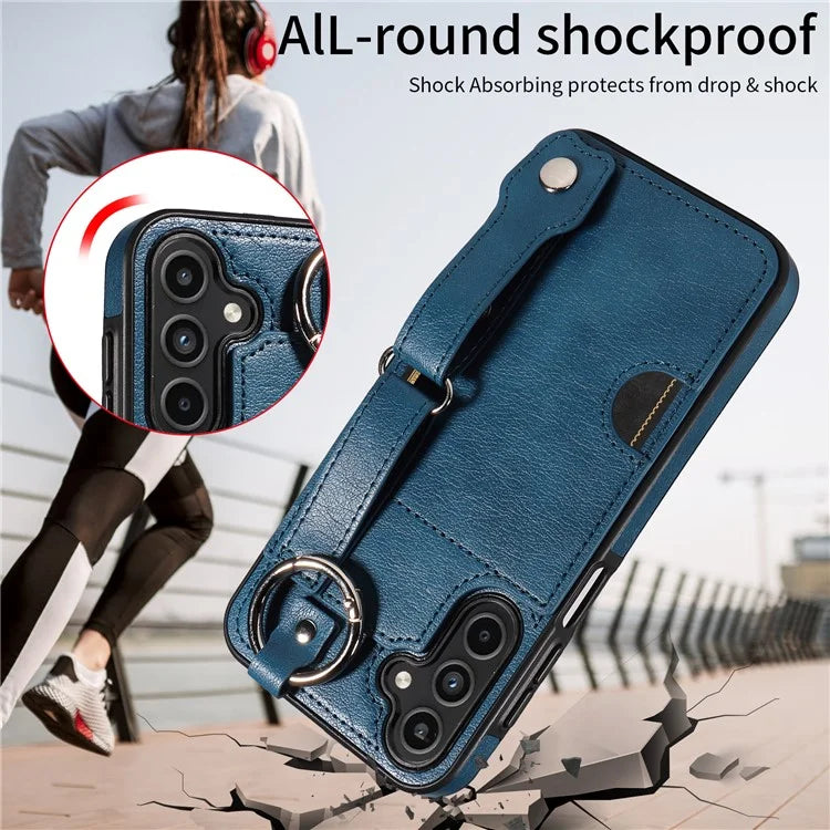 008 For Samsung Galaxy A15 4G Case Kickstand Leather Coated TPU Phone Cover with Card Slot