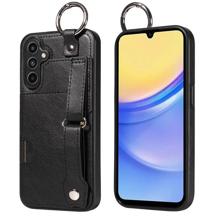 008 For Samsung Galaxy A15 4G Case Kickstand Leather Coated TPU Phone Cover with Card Slot