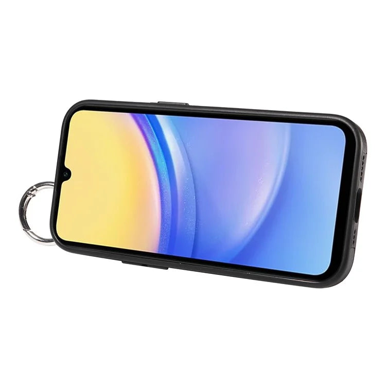 008 For Samsung Galaxy A15 4G Case Kickstand Leather Coated TPU Phone Cover with Card Slot