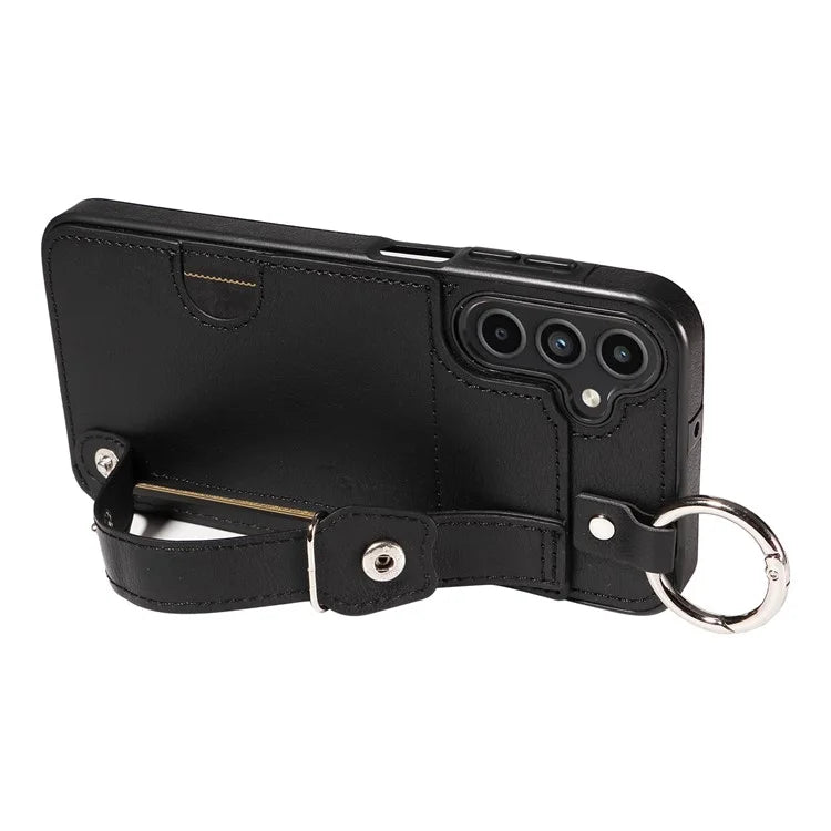 008 For Samsung Galaxy A15 4G Case Kickstand Leather Coated TPU Phone Cover with Card Slot