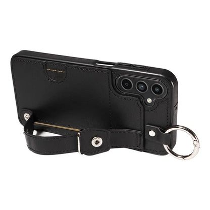 008 For Samsung Galaxy A15 4G Case Kickstand Leather Coated TPU Phone Cover with Card Slot