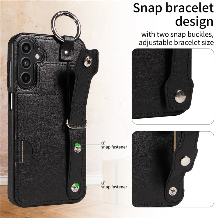 008 For Samsung Galaxy A15 4G Case Kickstand Leather Coated TPU Phone Cover with Card Slot