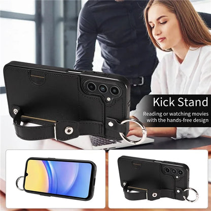 008 For Samsung Galaxy A15 4G Case Kickstand Leather Coated TPU Phone Cover with Card Slot