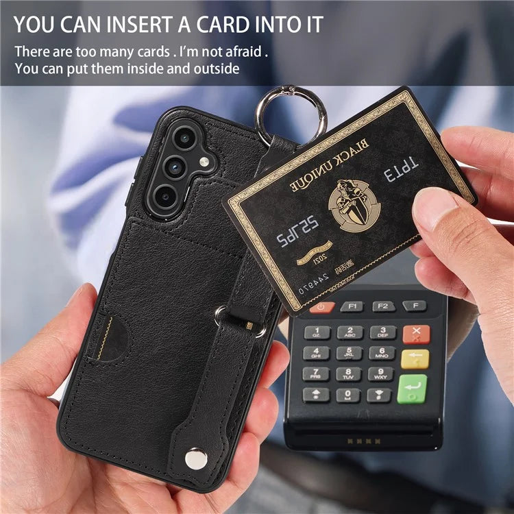 008 For Samsung Galaxy A15 4G Case Kickstand Leather Coated TPU Phone Cover with Card Slot