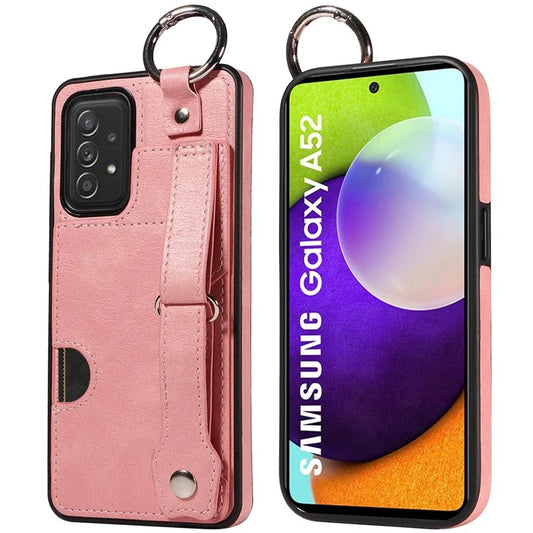 008 For Samsung Galaxy A52 4G / 5G / A52s 5G Case Calf Texture PU+TPU Phone Cover with Kickstand