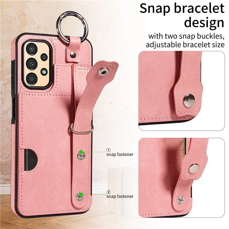 008 For Samsung Galaxy A13 5G / A13 4G /  A04s 4G (164.7 x 76.7 x 9.1 mm) / A04 4G (164.4 x 76) Case Bump Proof Leather+TPU Cover