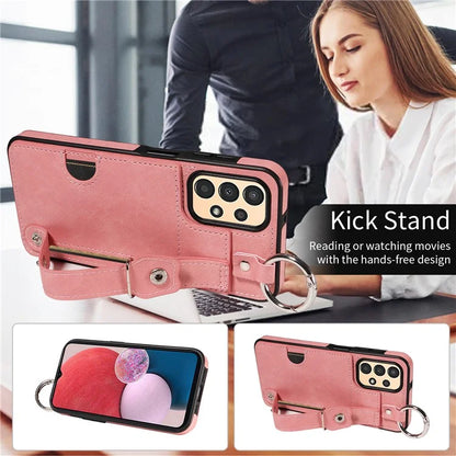 008 For Samsung Galaxy A13 5G / A13 4G /  A04s 4G (164.7 x 76.7 x 9.1 mm) / A04 4G (164.4 x 76) Case Bump Proof Leather+TPU Cover