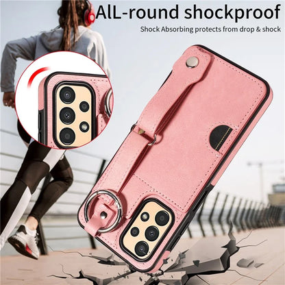008 For Samsung Galaxy A13 5G / A13 4G /  A04s 4G (164.7 x 76.7 x 9.1 mm) / A04 4G (164.4 x 76) Case Bump Proof Leather+TPU Cover