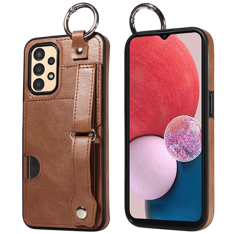 008 For Samsung Galaxy A13 5G / A13 4G /  A04s 4G (164.7 x 76.7 x 9.1 mm) / A04 4G (164.4 x 76) Case Bump Proof Leather+TPU Cover