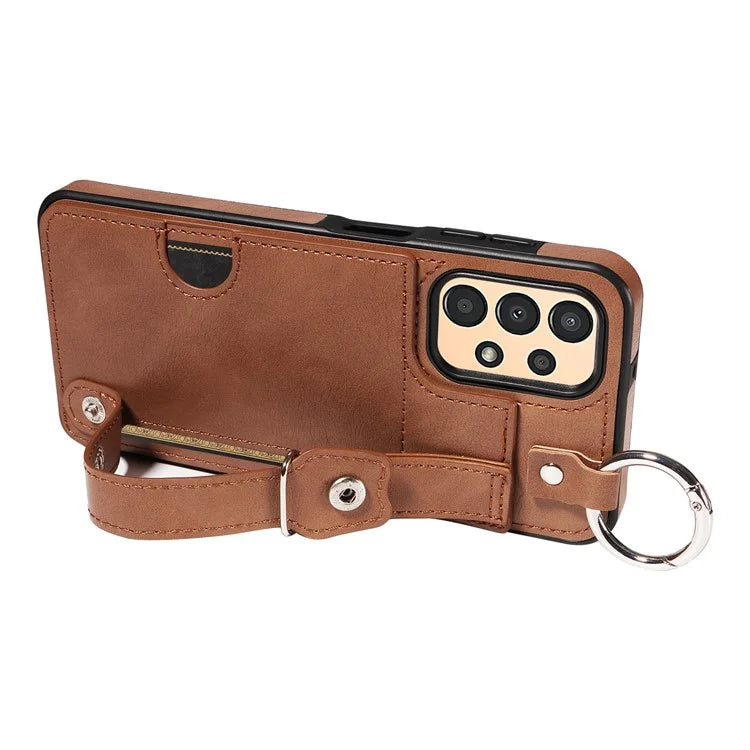 008 For Samsung Galaxy A13 5G / A13 4G /  A04s 4G (164.7 x 76.7 x 9.1 mm) / A04 4G (164.4 x 76) Case Bump Proof Leather+TPU Cover