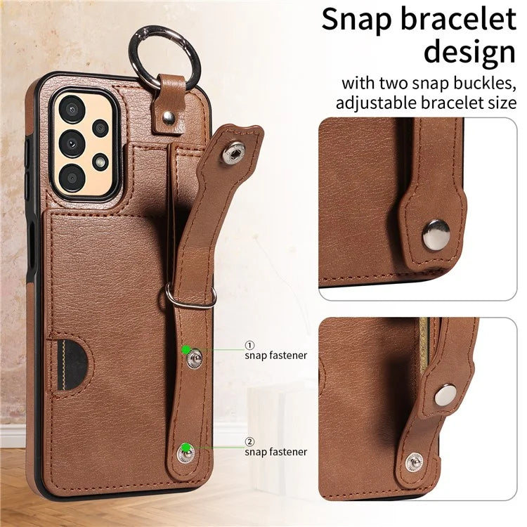 008 For Samsung Galaxy A13 5G / A13 4G /  A04s 4G (164.7 x 76.7 x 9.1 mm) / A04 4G (164.4 x 76) Case Bump Proof Leather+TPU Cover