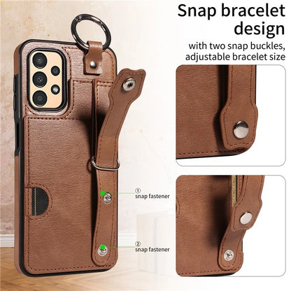 008 For Samsung Galaxy A13 5G / A13 4G /  A04s 4G (164.7 x 76.7 x 9.1 mm) / A04 4G (164.4 x 76) Case Bump Proof Leather+TPU Cover