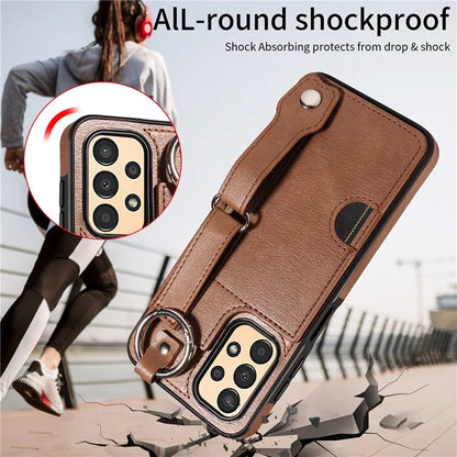 008 For Samsung Galaxy A13 5G / A13 4G /  A04s 4G (164.7 x 76.7 x 9.1 mm) / A04 4G (164.4 x 76) Case Bump Proof Leather+TPU Cover