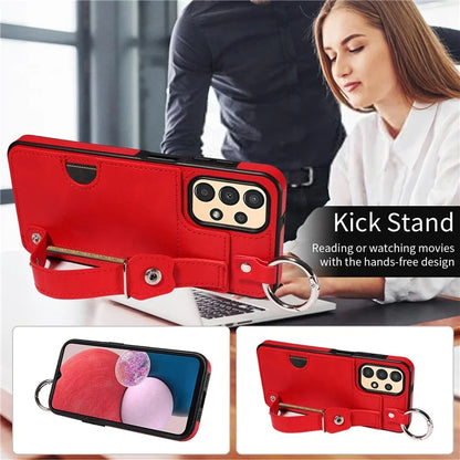 008 For Samsung Galaxy A13 5G / A13 4G /  A04s 4G (164.7 x 76.7 x 9.1 mm) / A04 4G (164.4 x 76) Case Bump Proof Leather+TPU Cover