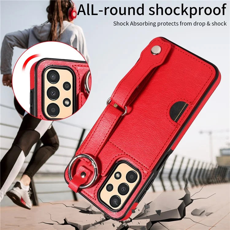 008 For Samsung Galaxy A13 5G / A13 4G /  A04s 4G (164.7 x 76.7 x 9.1 mm) / A04 4G (164.4 x 76) Case Bump Proof Leather+TPU Cover