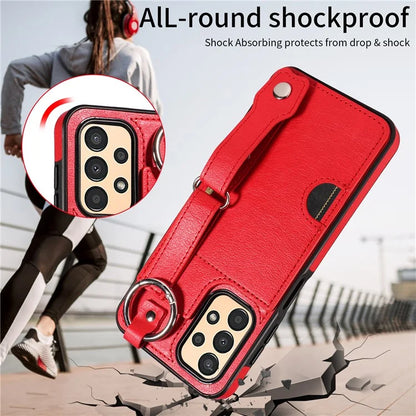 008 For Samsung Galaxy A13 5G / A13 4G /  A04s 4G (164.7 x 76.7 x 9.1 mm) / A04 4G (164.4 x 76) Case Bump Proof Leather+TPU Cover