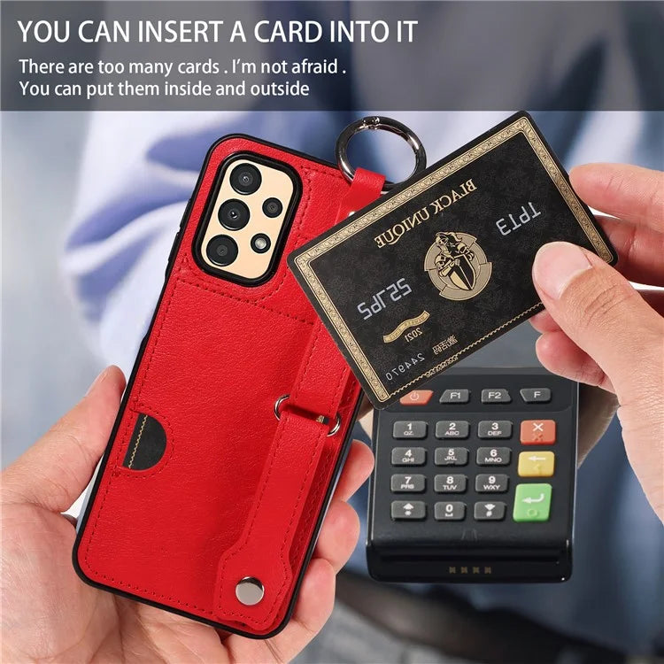 008 For Samsung Galaxy A13 5G / A13 4G /  A04s 4G (164.7 x 76.7 x 9.1 mm) / A04 4G (164.4 x 76) Case Bump Proof Leather+TPU Cover