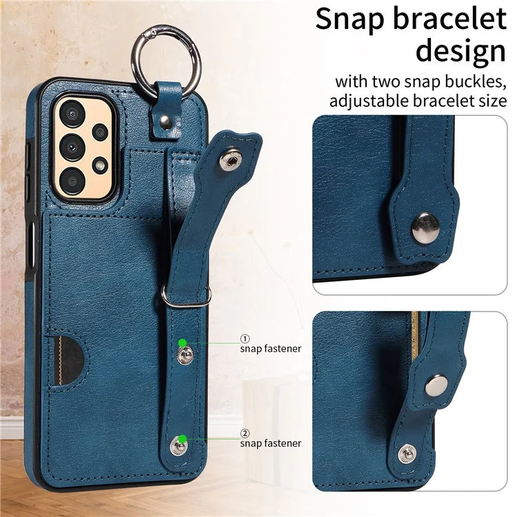 008 For Samsung Galaxy A13 5G / A13 4G /  A04s 4G (164.7 x 76.7 x 9.1 mm) / A04 4G (164.4 x 76) Case Bump Proof Leather+TPU Cover