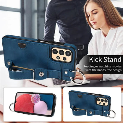 008 For Samsung Galaxy A13 5G / A13 4G /  A04s 4G (164.7 x 76.7 x 9.1 mm) / A04 4G (164.4 x 76) Case Bump Proof Leather+TPU Cover