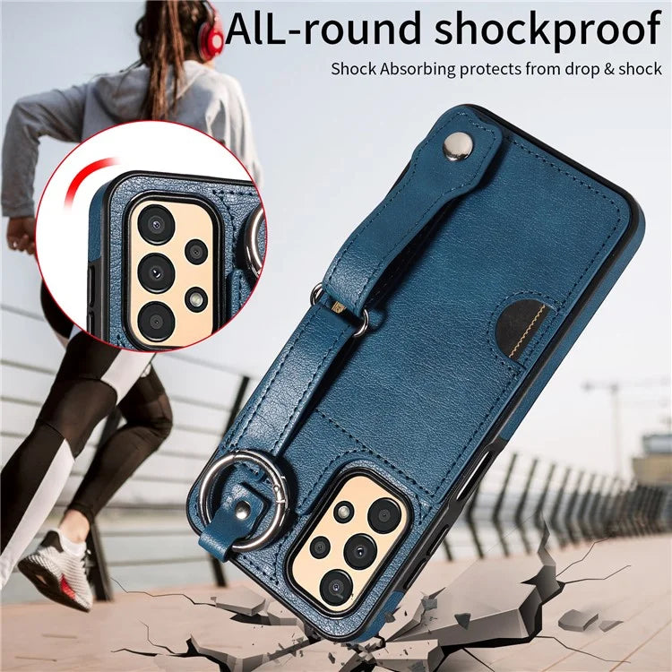 008 For Samsung Galaxy A13 5G / A13 4G /  A04s 4G (164.7 x 76.7 x 9.1 mm) / A04 4G (164.4 x 76) Case Bump Proof Leather+TPU Cover