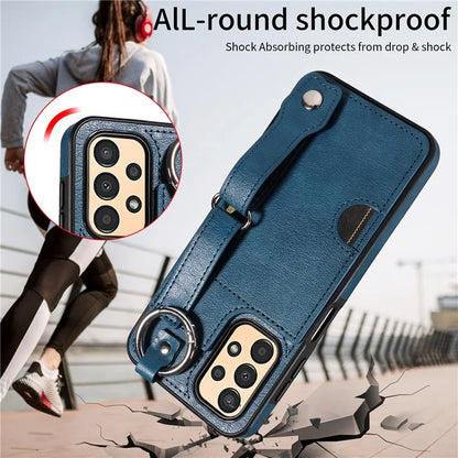 008 For Samsung Galaxy A13 5G / A13 4G /  A04s 4G (164.7 x 76.7 x 9.1 mm) / A04 4G (164.4 x 76) Case Bump Proof Leather+TPU Cover