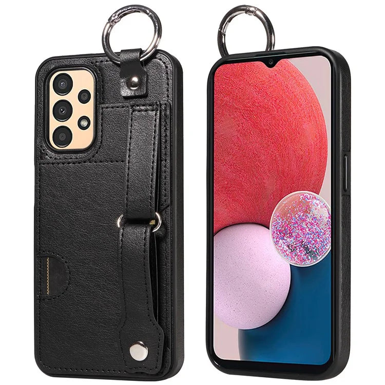 008 For Samsung Galaxy A13 5G / A13 4G /  A04s 4G (164.7 x 76.7 x 9.1 mm) / A04 4G (164.4 x 76) Case Bump Proof Leather+TPU Cover