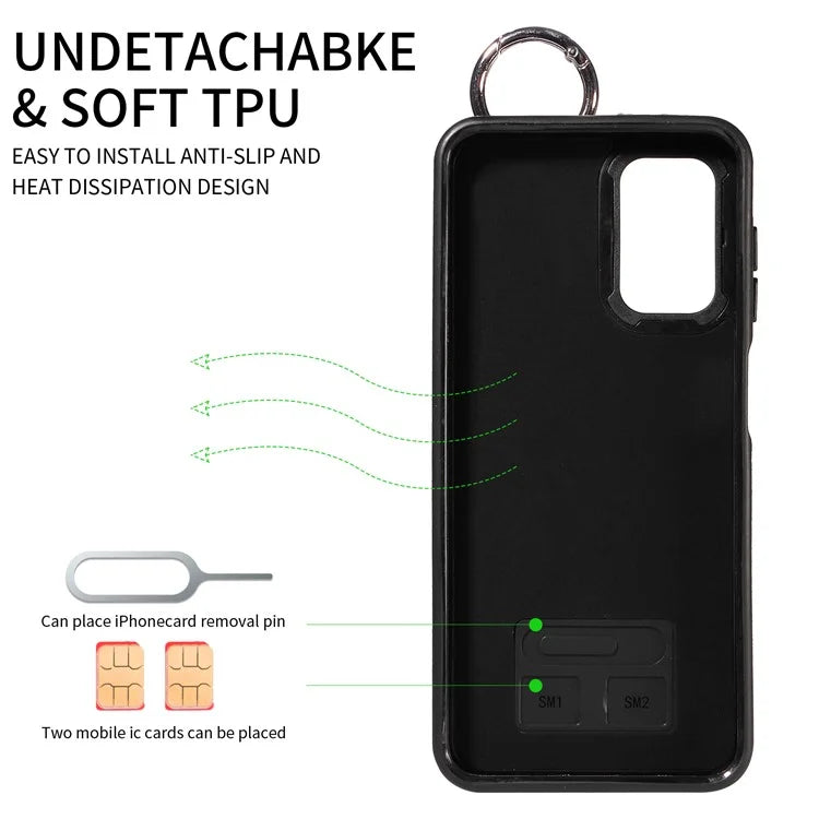 008 For Samsung Galaxy A13 5G / A13 4G /  A04s 4G (164.7 x 76.7 x 9.1 mm) / A04 4G (164.4 x 76) Case Bump Proof Leather+TPU Cover