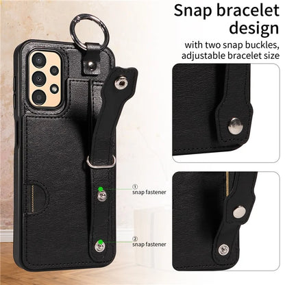 008 For Samsung Galaxy A13 5G / A13 4G /  A04s 4G (164.7 x 76.7 x 9.1 mm) / A04 4G (164.4 x 76) Case Bump Proof Leather+TPU Cover
