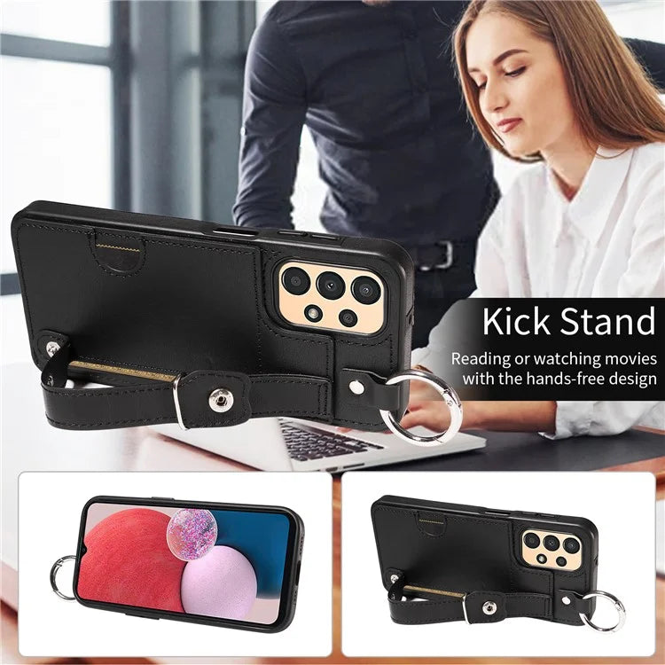 008 For Samsung Galaxy A13 5G / A13 4G /  A04s 4G (164.7 x 76.7 x 9.1 mm) / A04 4G (164.4 x 76) Case Bump Proof Leather+TPU Cover
