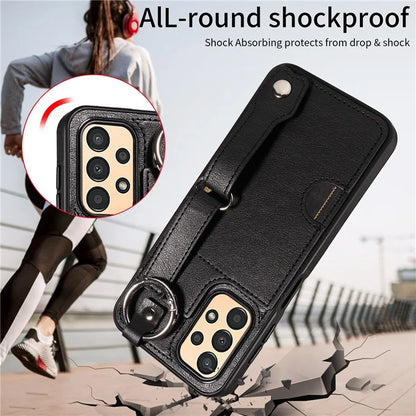 008 For Samsung Galaxy A13 5G / A13 4G /  A04s 4G (164.7 x 76.7 x 9.1 mm) / A04 4G (164.4 x 76) Case Bump Proof Leather+TPU Cover