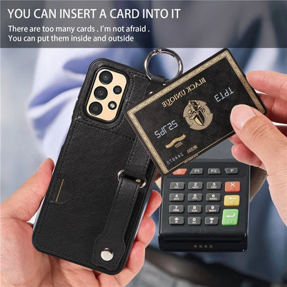 008 For Samsung Galaxy A13 5G / A13 4G /  A04s 4G (164.7 x 76.7 x 9.1 mm) / A04 4G (164.4 x 76) Case Bump Proof Leather+TPU Cover