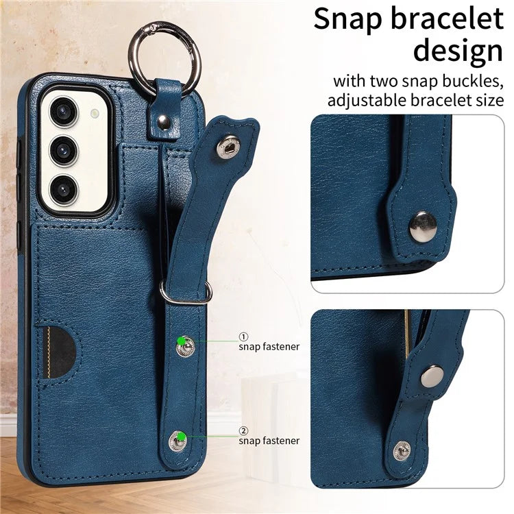 008 For Samsung Galaxy S23+ Kickstand Case Anti-Dorp PU+TPU Phone Cover with Ring Buckle