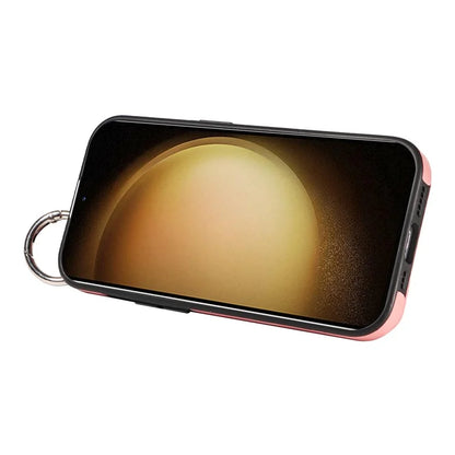 008 For Samsung Galaxy S23+ Kickstand Case Anti-Dorp PU+TPU Phone Cover with Ring Buckle