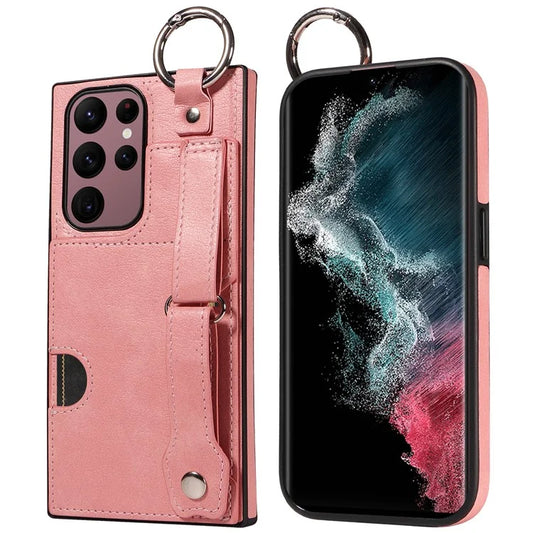 008 For Samsung Galaxy S22 Ultra 5G Case Anti-dust Leather+TPU Kickstand Phone Guard Cover